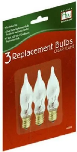 Holiday Wonderland 1078-88 3 Pack C7 Clear Flame Candle Replacement Bulbs - Quantity Of 25 1