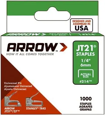 Arrow Fastener 214 1000 Pack Of Jt-21 1/4" - Quantity Of 60 1