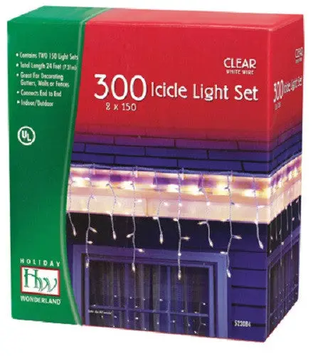 Inliten 14084W-88 Holiday Wonderland 300 Count Clear Icicle Christmas Light Set - Quantity Of 6 1