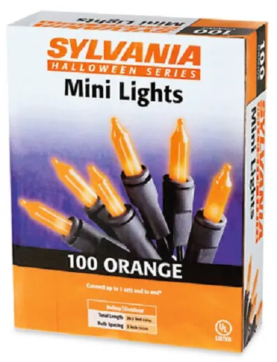 Sylvania V34700-88 100 Light Count Orange Mini Light Halloween Set - Quantity Of 24 1