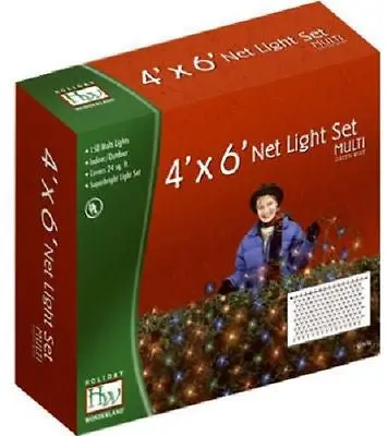Inliten 48951-88 Holiday Wonderland 150 Count 4' X 6' Multi-Color Net Christmas Lights - Quantity Of 2 1