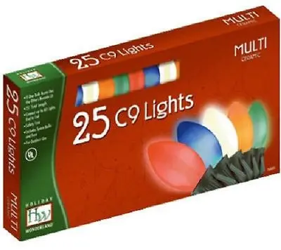 Holiday Wonderland 2924-88 25 Count C9 Multi Ceramic Christmas Light Set - Quantity Of 5 1