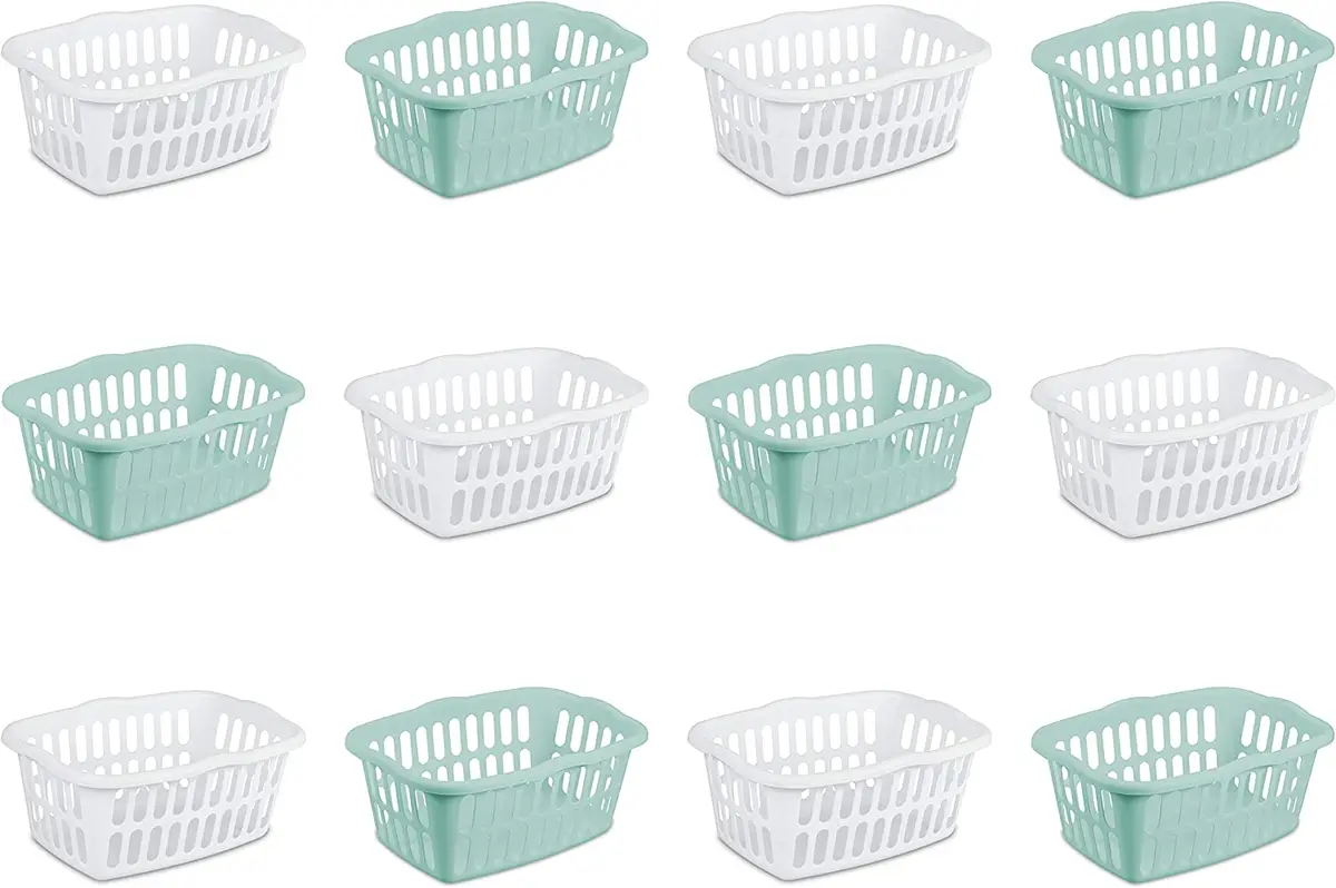 Sterilite 12459412 24" 1.5 Bushel Assorted Color Rectangular Laundry Baskets - Quantity Of 12 1
