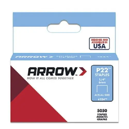 Arrow 224 (5050) Pack 1/4" 6Mm Staples For P22 Plier Staple Gun - Quantity Of 40 1