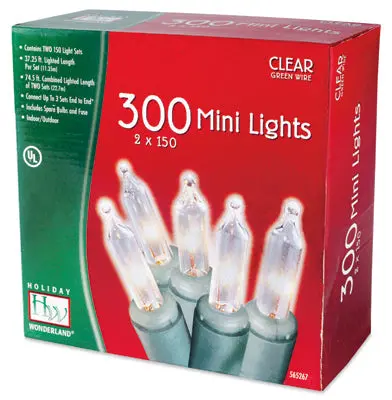 Holiday Wonderland 48150-88A 300 Count Clear Miniature Christmas Light Sets - Quantity Of 3 1