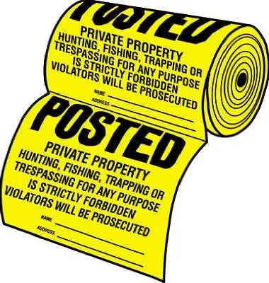 Hillman 845771 100 Count Roll Of "Posted Private Property" Yellow & Black Tyvek Signs - Quantity Of 2 1