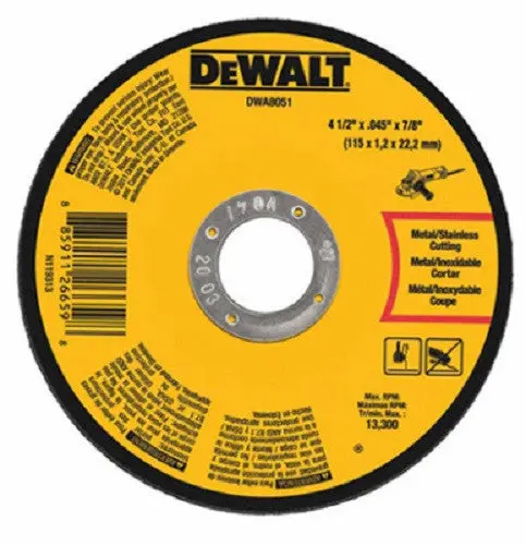Dewalt Dwa8051 4-1/2" X 7/8" X .045" Metal Thin Cut Off Wheels - Quantity Of 6 1