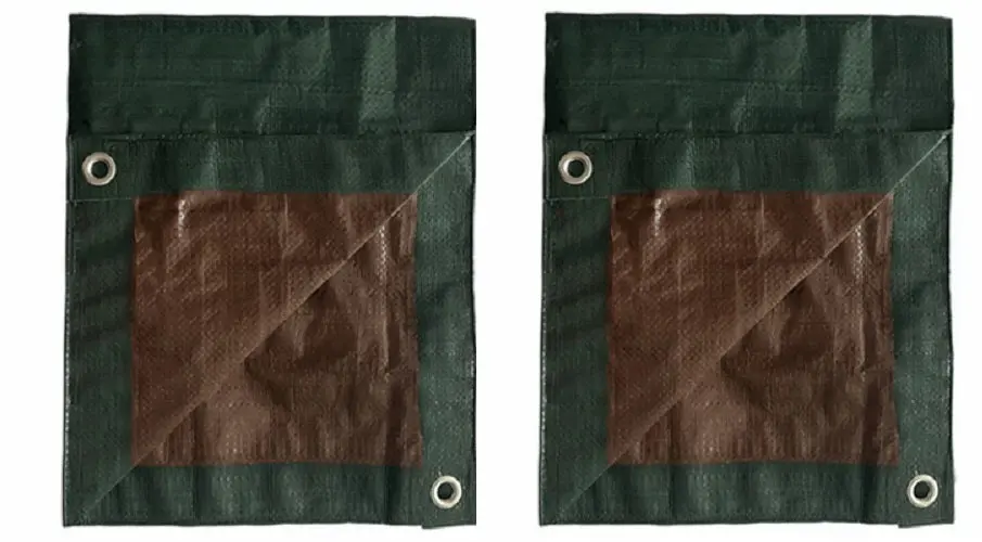 Itm Md-Wp-Gb-0418 4' X 18' Green & Brown Reversible Wood Pile Tarp - Quantity Of 2 1