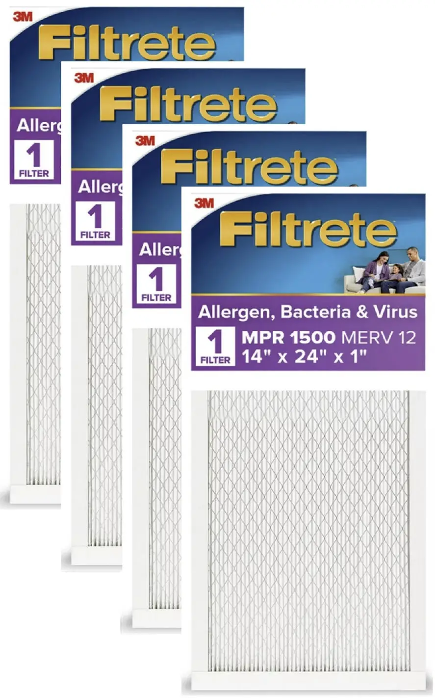 3M Filtrete Up23-4 Purple 14" X 24" X 1" Mpr 1500 3 Month Air Filter - Quantity Of 4 1